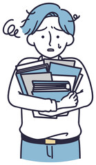 多忙な会社員男性　シンプルイラスト