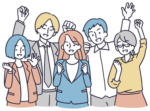 ビジネスチーム 会社員男女　シンプルイラスト　