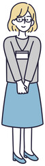 笑顔会社員女性　シンプルイラスト