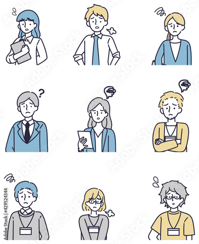 困り顔の男女セット シンプルイラスト Wall Mural Wallpaper Murals よこてさとめ 困り顔の男女セット シンプルイラスト Wall Mural Wallpaper Murals よこてさとめ