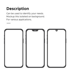Smartphone mockup vector 3 styles isolated on white background.
