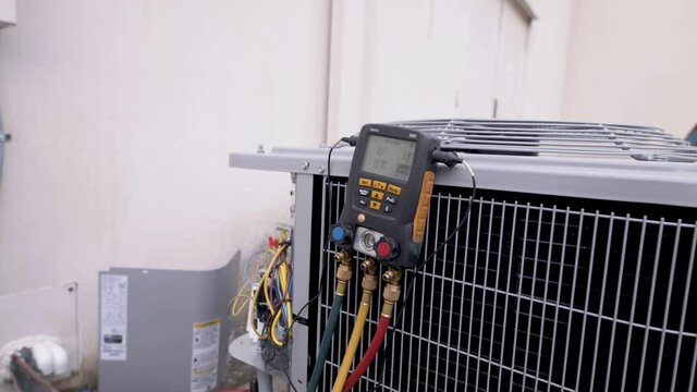 Testing equipment on a HVAC or heating and air conditioning system