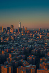 New York City Downtown aerial at Dawn