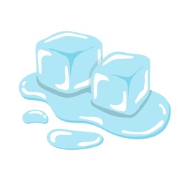 Comic cartoon illustration vector of ice cubes, cold transparent freeze melting