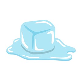 Comic cartoon illustration vector of ice cubes, cold transparent freeze melting