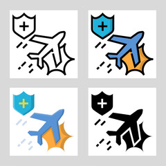 flight insurance icon vector design in filled, thin line, outline and flat style.