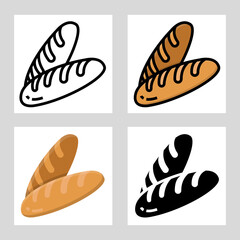french baguette icon vector design in filled, thin line, outline and flat style.