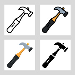 hammer icon vector design in filled, thin line, outline and flat style.