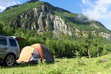 camping in the mountains