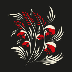 Folk floral print . Abstract flowers art , poster.