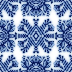 Seamless classic blue and white ceramic design. High quality illustration. Decorative design of cobalt blue glaze on porcelain for transfer onto kitchen ware or printing for modern surface design.