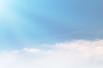 Blue sky with white cloud. The summer heaven is colorful clearing day Good weather and beautiful nature in the morning.