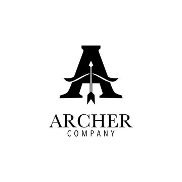 Monogram letter A archery symbol logo design inspiration