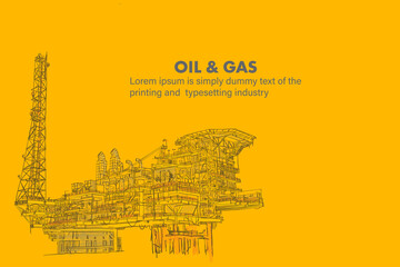 Illustration vector: Ocean oil gas drilling rig offshore platform