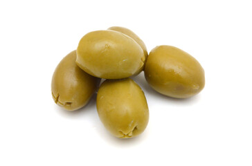 Olives on twig isolated on white background