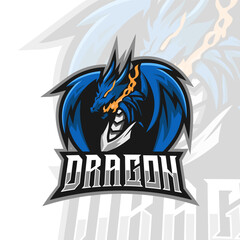 Vector Blue Dragon logo Mascot for team brand esport