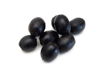 Olives on twig isolated on white background
