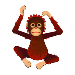 Young Baby Borneo (Kalimantan) Orangutan Vector Character © Kitri