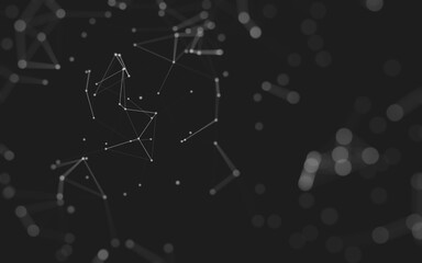 Abstract background. Molecules technology with polygonal shapes, connecting dots and lines. Connection structure. Big data visualization.
