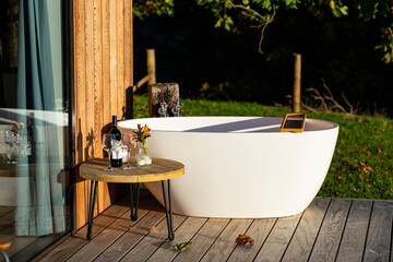 Luxurious outdoor bath tub, travel New Zealand