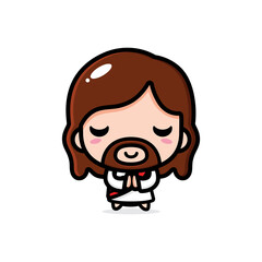 Vector design of cute cartoon jesus praying