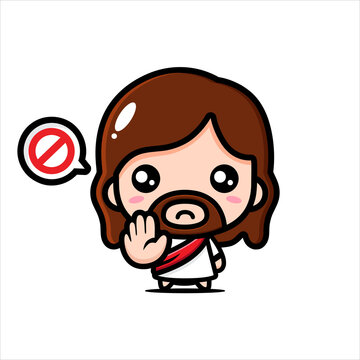cute jesus cartoon vector design with hand stopped