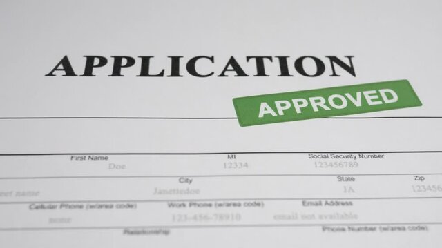 Application Approved Stamped Document Closeup
