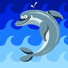 Dolphin Crazy Cartoon Animal Kids