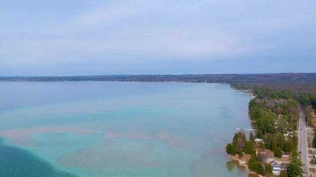 Aerial shot of Torch Lake, Michigan