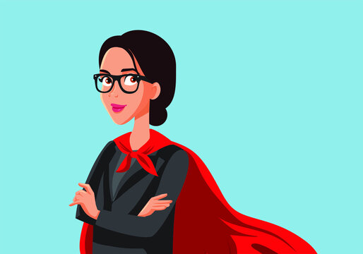 Super Businesswoman Wearing Superhero Cape