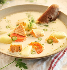Salmon soup photograghy 
