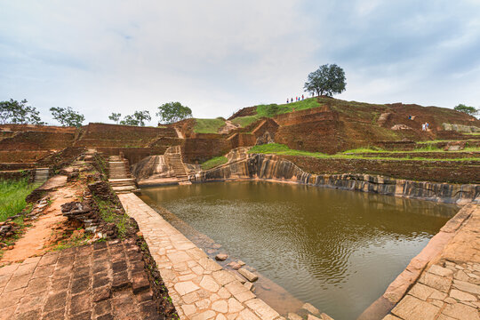 Ruins on top of Sigiriya Lion's rock palace and fortress