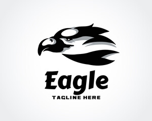 simple Eagle hawk falcon head fly move logo design template vector illustration
