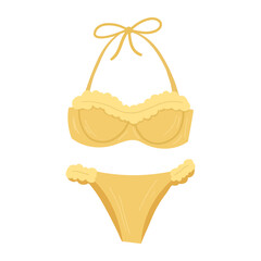 Yellow woman swimsuit Vector hand drawn