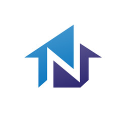 letter n house logo, icon logo for the construction business, with combination of the initials N 
