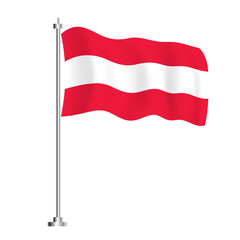 Austrian Flag. Isolated Wave Flag of Austria Country.