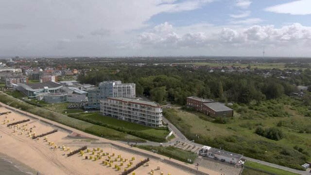 Drone shot of the beach and city Cuxhaven in Germany