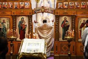 orthodox priest at service 