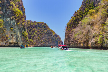 Entry to Pileh Bay on the Phi Phi Lee island in Thailand