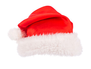 Single Santa Claus red hat isolated on white