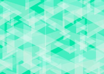緑色の三角形で描かれた透明感のある抽象背景
