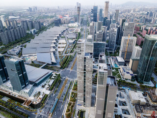 Aerial photography of the modern urban architectural landscape of Nanjing, China