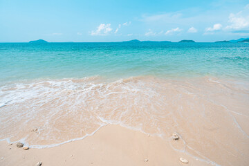 Blue sea with white beach in summer