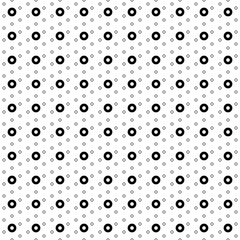 Square seamless background pattern from black record media symbols are different sizes and opacity. The pattern is evenly filled. Vector illustration on white background