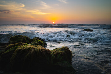 relaxing summer sunset on the beach