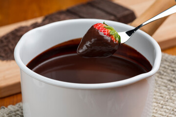 いちごのチョコレートフォンデュ