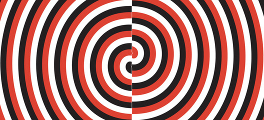 Semicircle vector illustration Within the hemispherical lines are black alternating white and orange red.