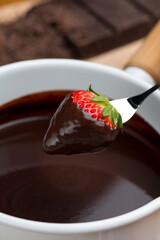 いちごのチョコレートフォンデュ