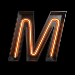 Neon Light Alphabet M with clipping path