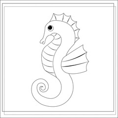 Fototapeta premium Page of the coloring book, seahorse. A sketch. Coloring book for kids. Vector